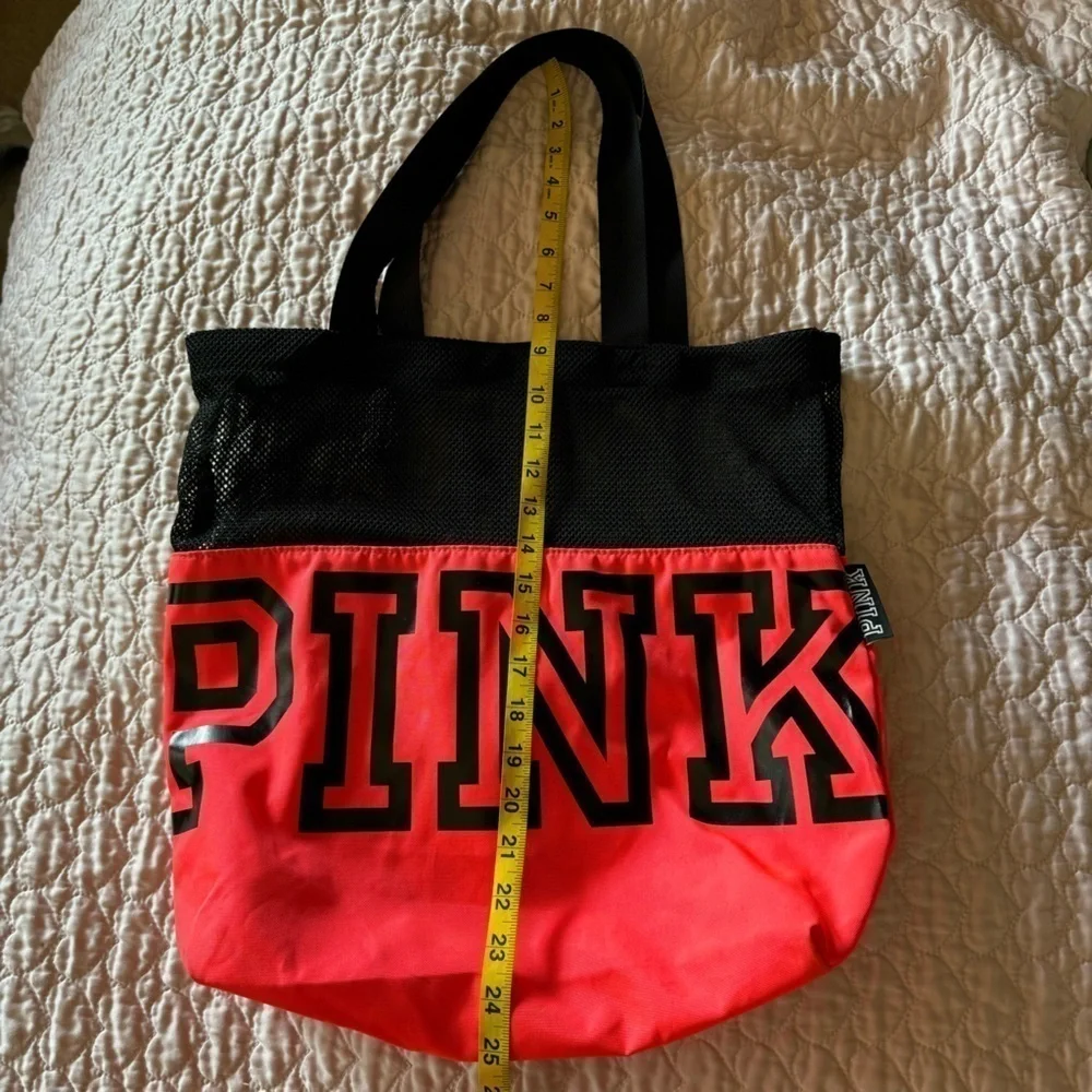 Victoria’s Secret Pink Tote Gym Beach Mesh Bag Black Pink carryall lightweight